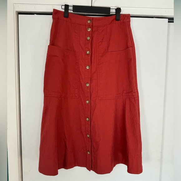 Tibi Harrison Chino Patch Pocket Skirt Dusty Red orange rust pumpkin size 8 - Picture 8 of 9